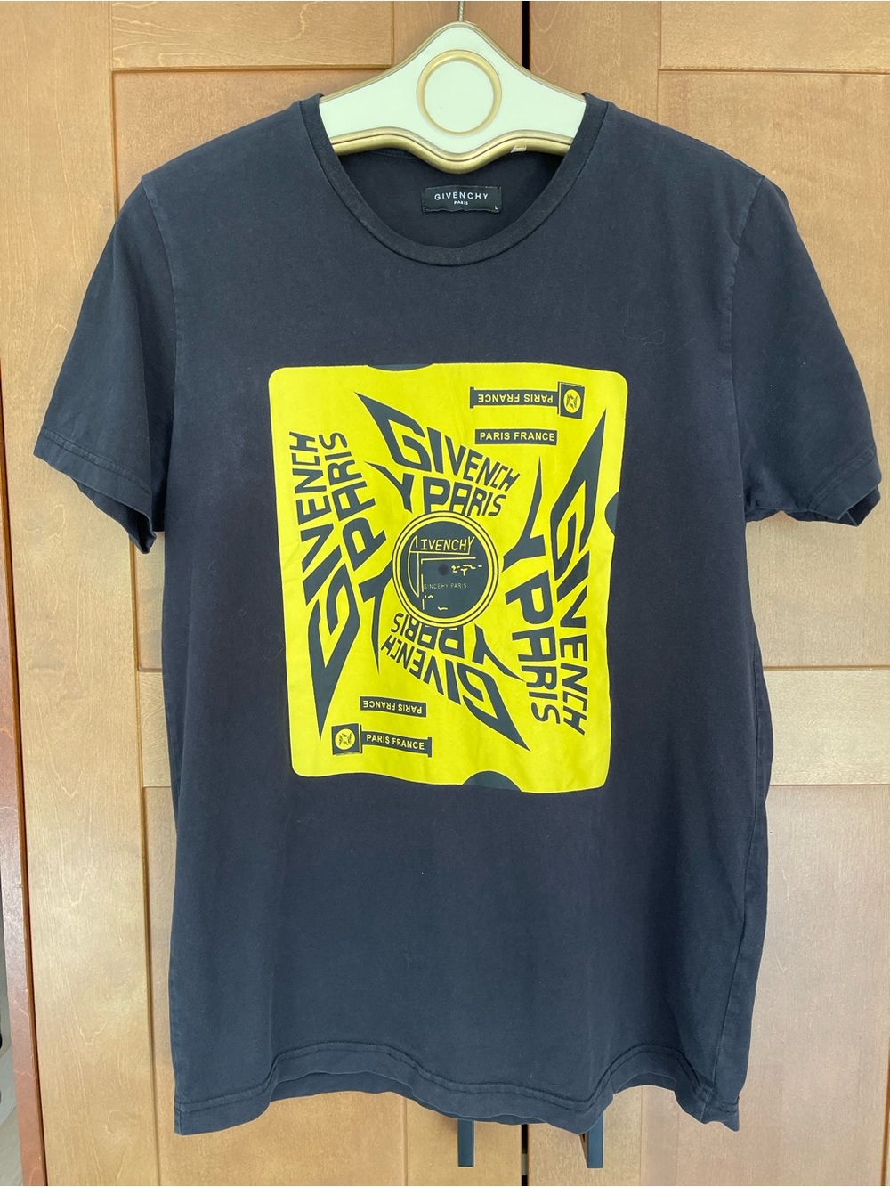 Givenchy "Extreme Logo Record" Black Graphic T-Shirt, Large